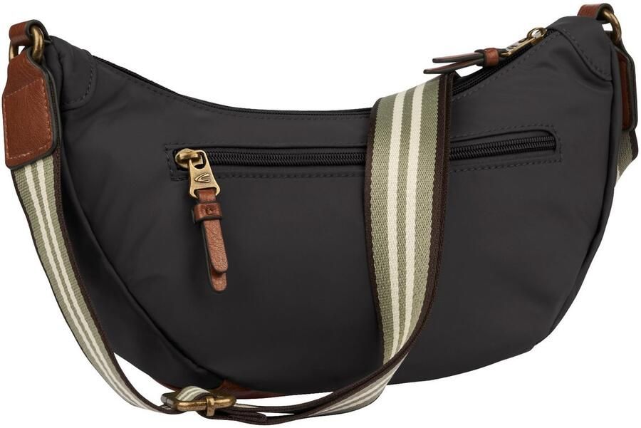 Camel active Handtas Bari van hoogwaardig mat nylon met gestreept geweven band