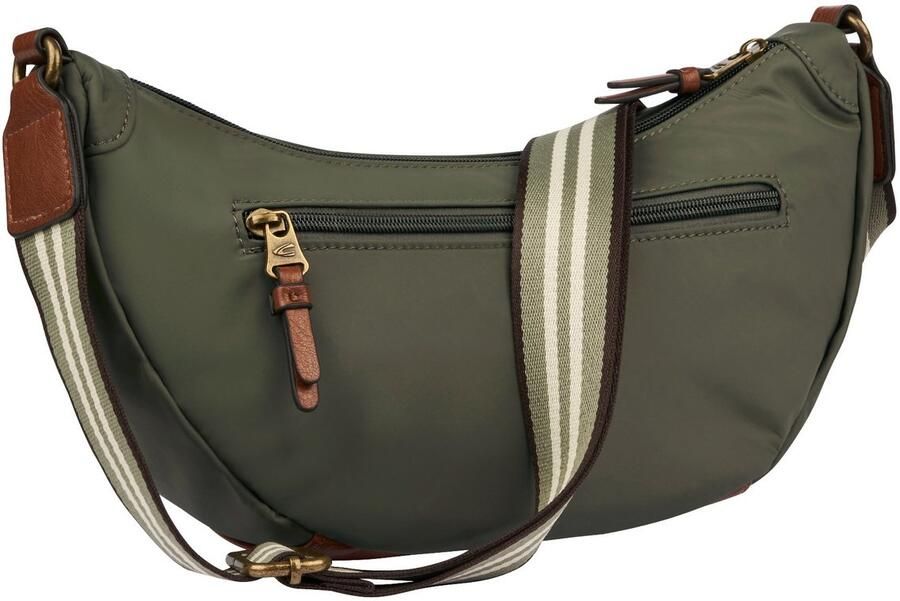 Camel active Handtas Bari van hoogwaardig mat nylon met gestreept geweven band