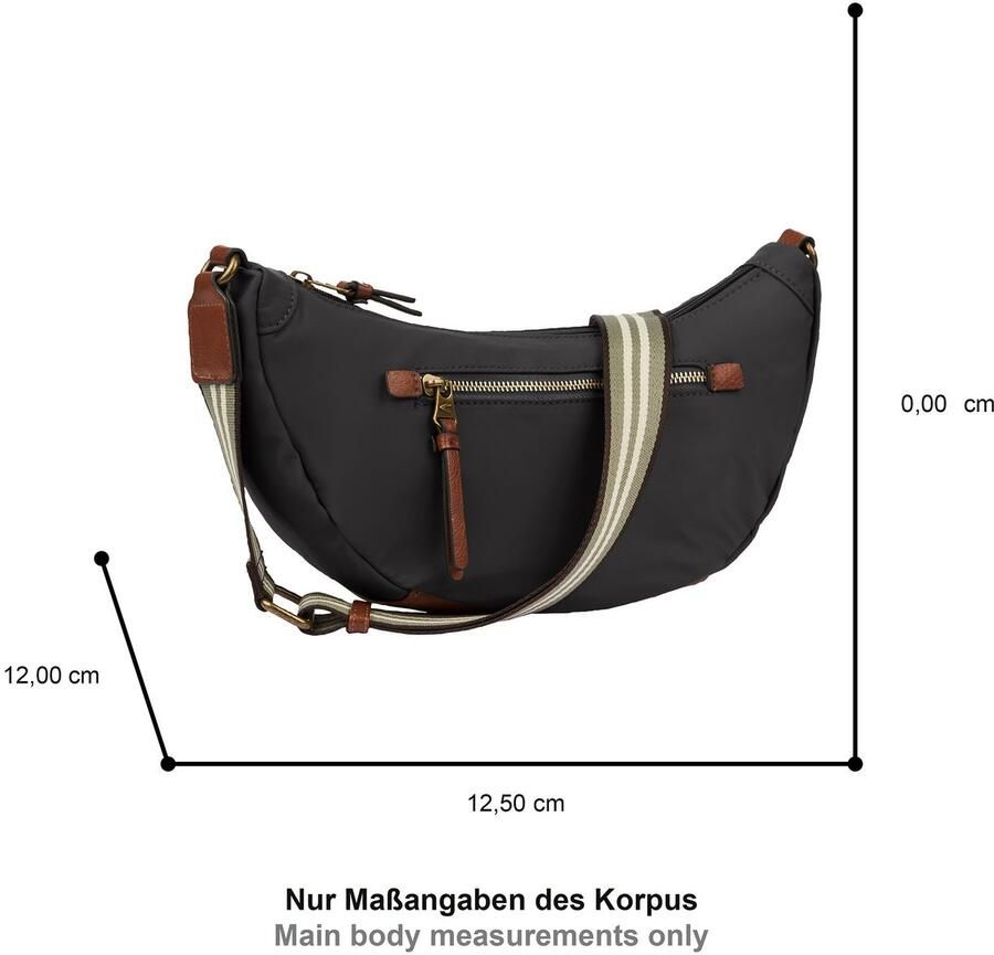 Camel active Handtas Bari van hoogwaardig mat nylon met gestreept geweven band