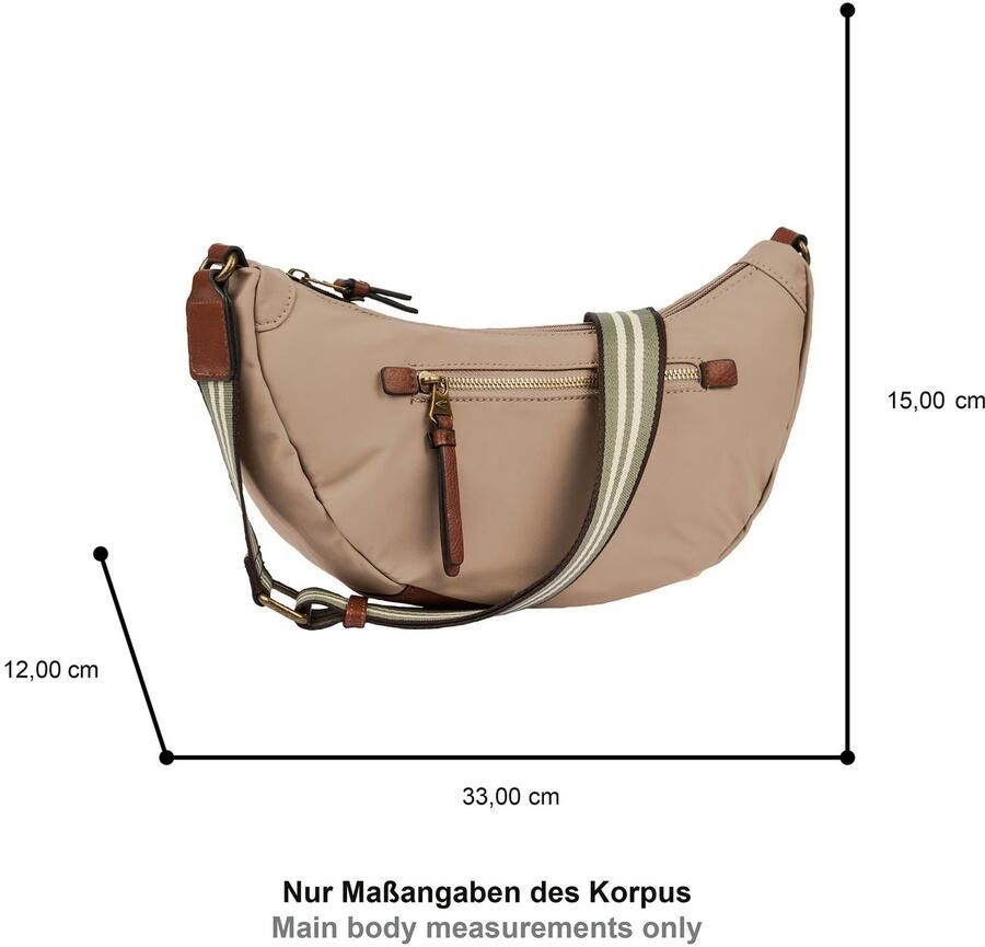 Camel active Handtas Bari van hoogwaardig mat nylon met gestreept geweven band