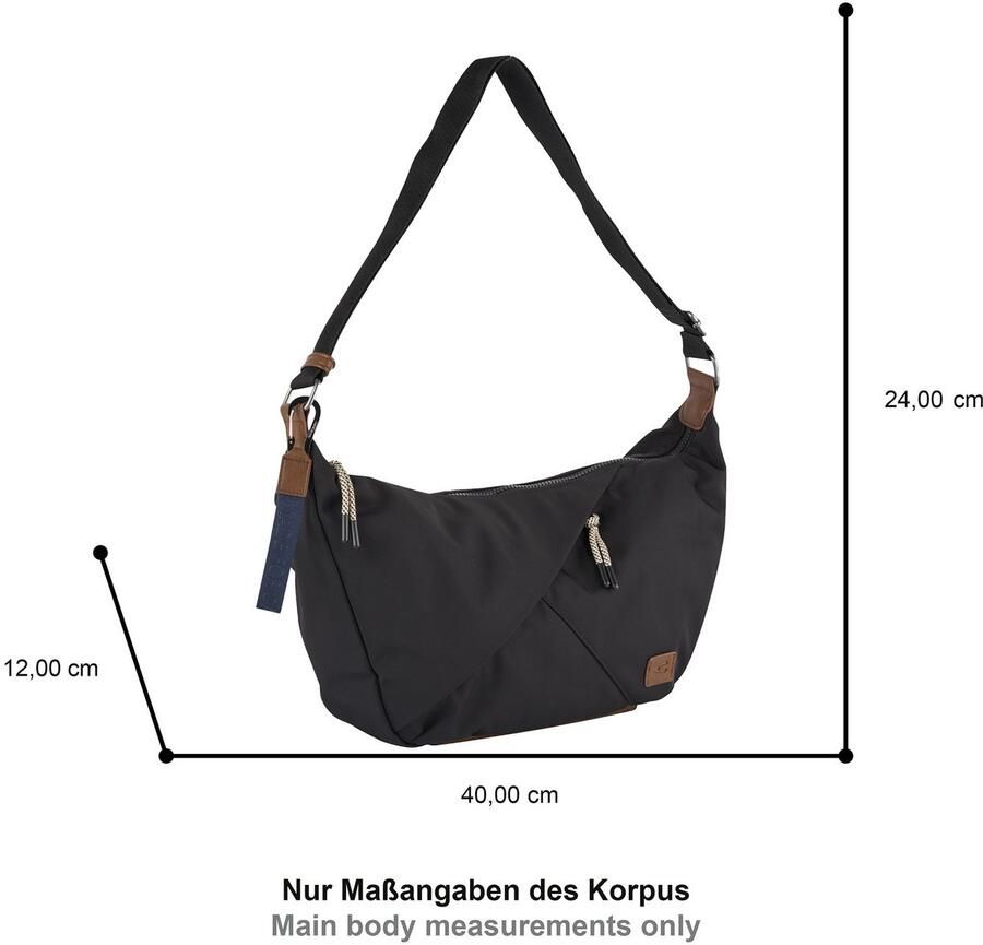 Camel active Hobo-tas Aurum van gerecycled robuust nylon lichtgewicht met fijne details