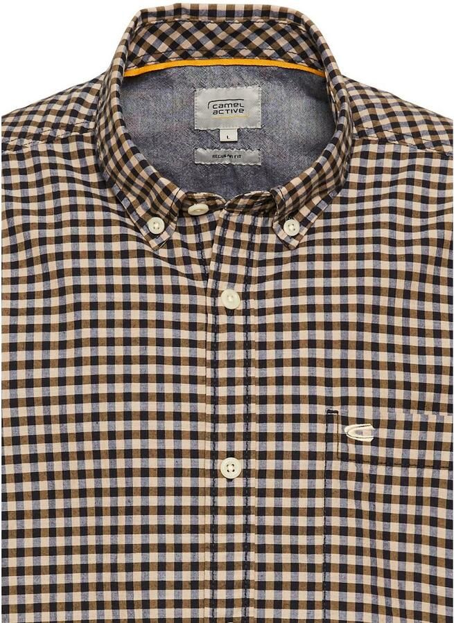 Camel active Overhemd met korte mouwen geruit met button-downkraag