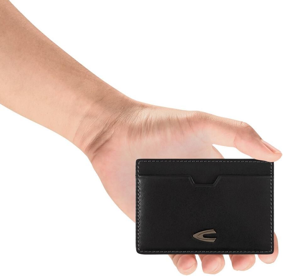 Camel active Pasjeshouder Vegas van hoogwaardig rundleer met metalen logo