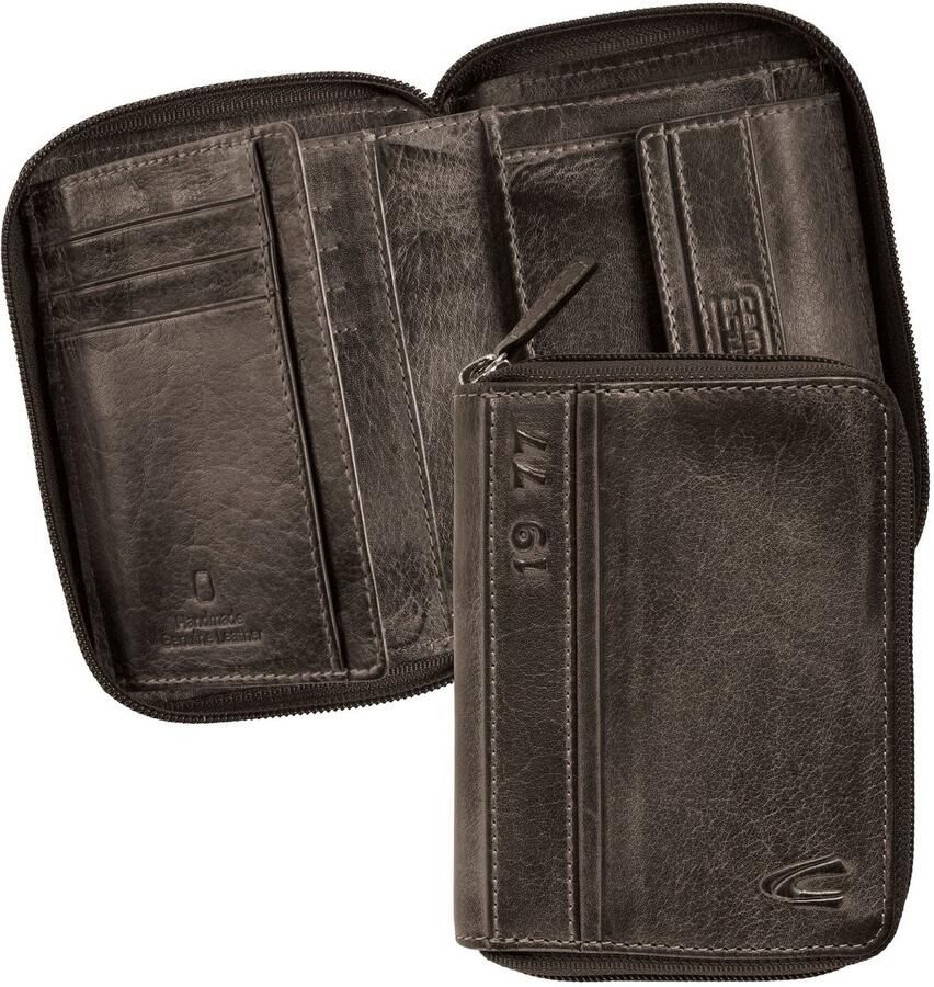 Camel active Portemonnee Melbourne van hoogwaardig rundleer met robuuste stiksels in used look