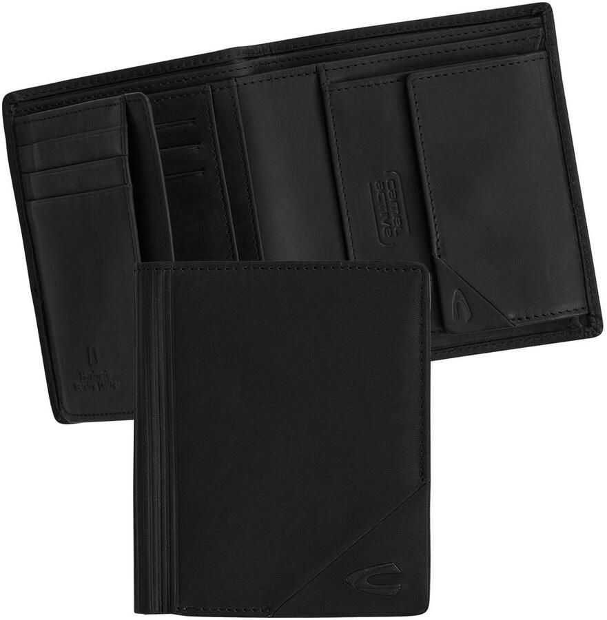 Camel active Portemonnee Taiga van mat leer met verticaal geperste lijnen en rfid-bescherming