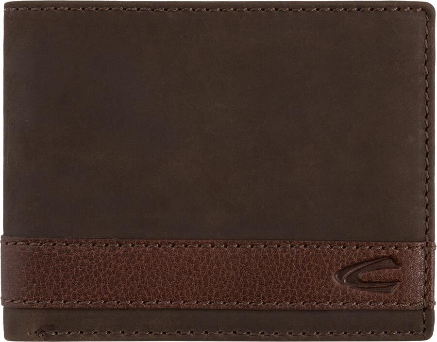 Camel active Portemonnee TAIPEH van hoogwaardig rundleer met bruine dwarsstrepen en rfid-bescherming