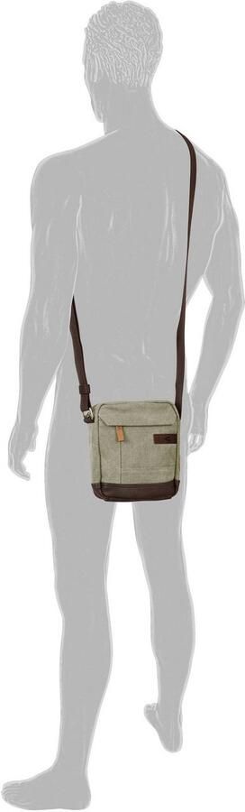 Camel active Schoudertas Air Canvas model van zacht lederimitatie afgewerkt met applicaties - Foto 3