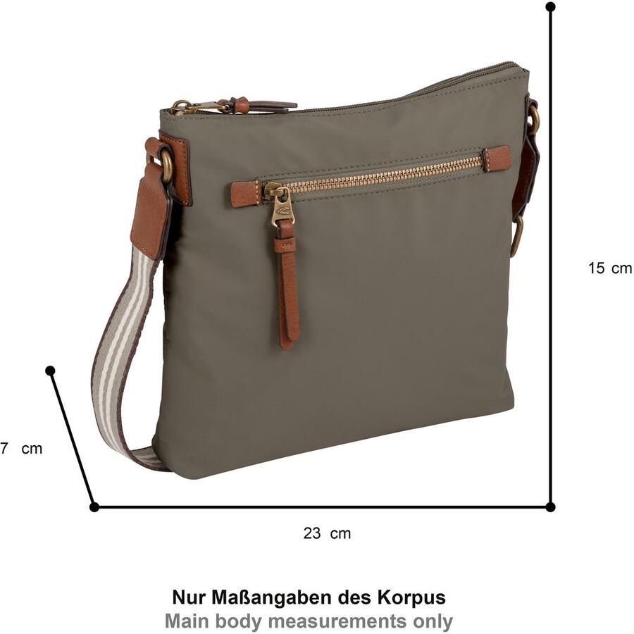 Camel active Schoudertas Bari van hoogwaardig mat nylon met gestreept geweven band