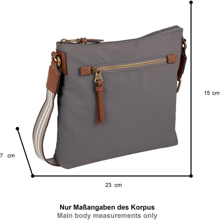 Camel active Schoudertas Bari van hoogwaardig mat nylon met gestreept geweven band