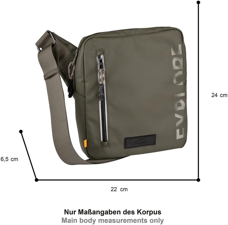 Camel active Schoudertas Explore waterafstotend gerecycled nylon en reflecterende ritsen