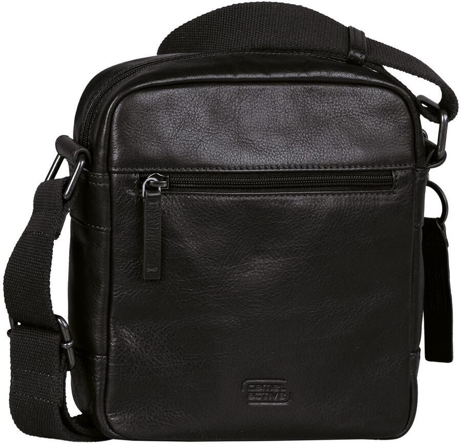 Camel active Schoudertas Pijnboom van plantaardig gelooid rundleer in een stoere look met rfid-bescherming (1-delig)