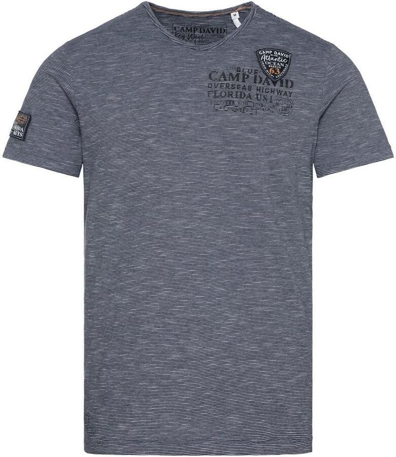 CAMP DAVID T-shirt met label print en patch