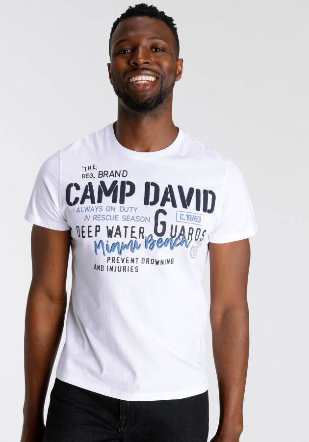 CAMP DAVID Shirt met print met een ronde hals