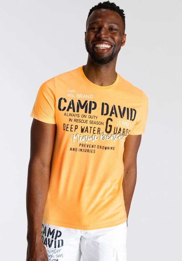CAMP DAVID Shirt met print met een ronde hals
