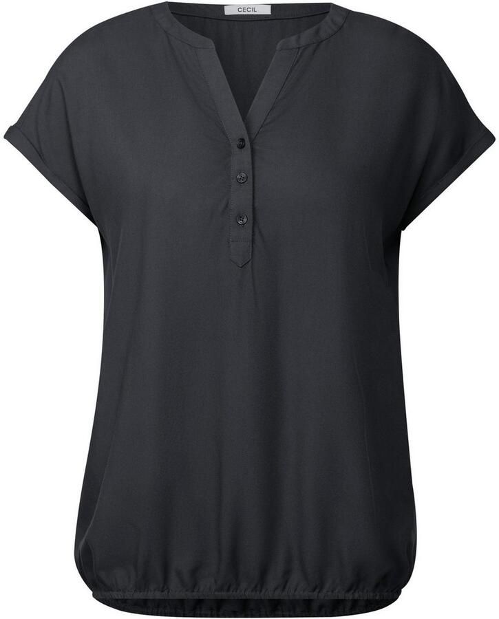 Cecil Blouse met korte mouwen met gesplitste halslijn en knoopsluiting