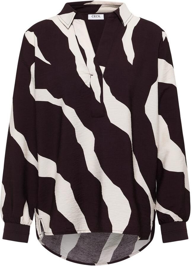Cecil Blouse met lange mouwen met tape chetten en grafisch patroon
