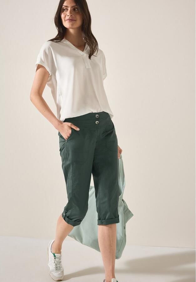 Cecil Capribroek Stijl New York Zomerbroek met knoopdetails op de band