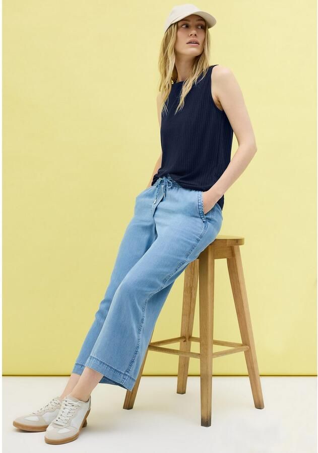 Cecil Geribde tanktop met boothals