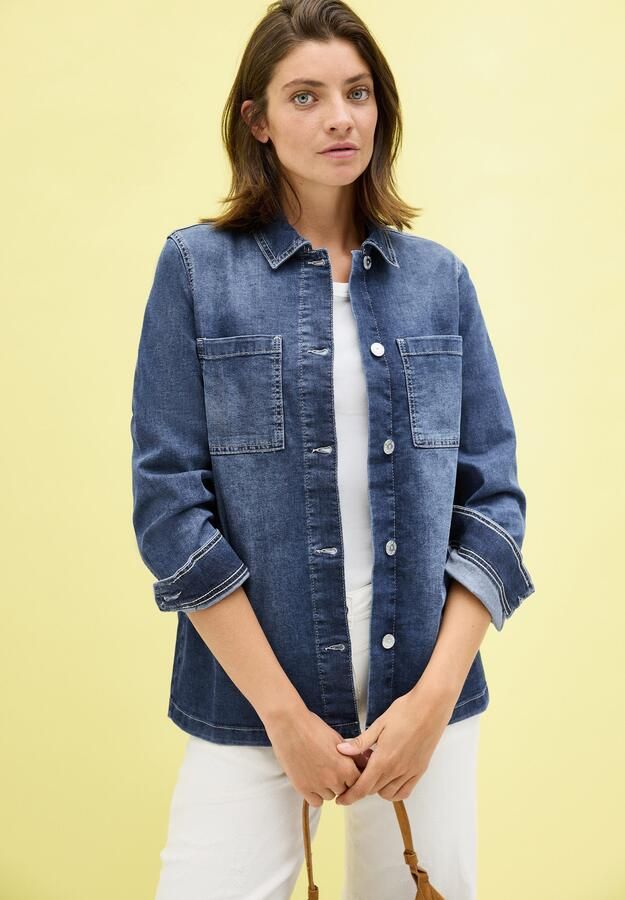 Cecil Jeansjack Denim-overshirt met knoopsluiting en borstzakken - Foto 7