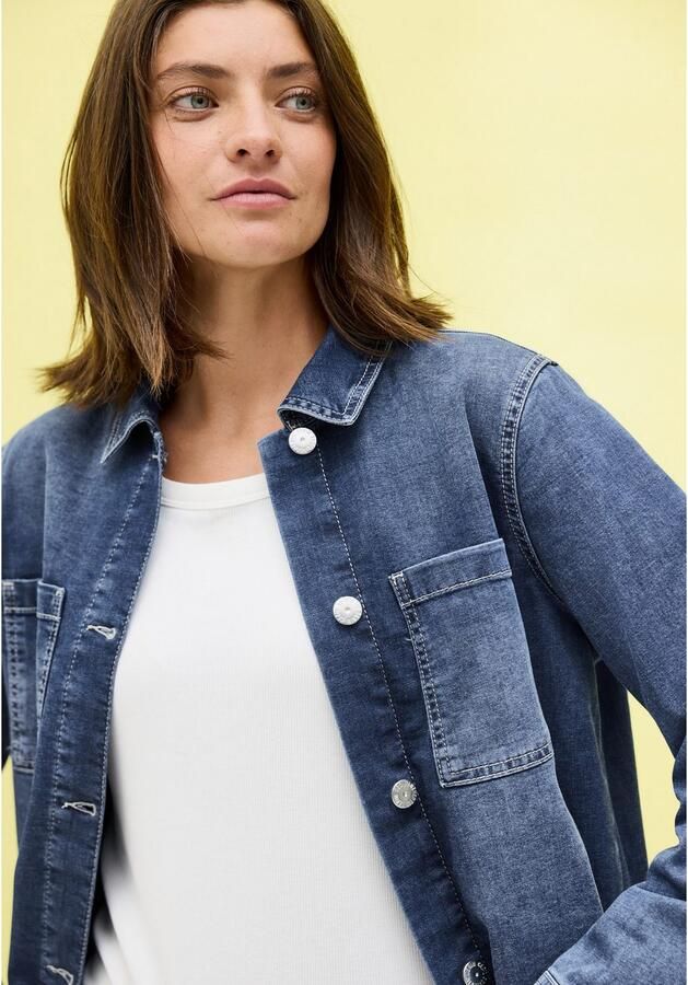 Cecil Jeansjack Denim-overshirt met knoopsluiting en borstzakken - Foto 4