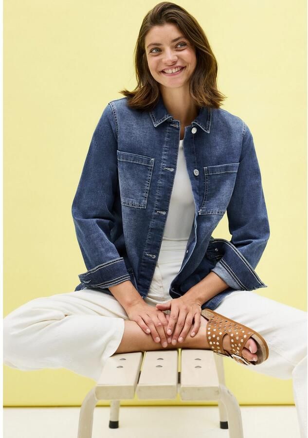 Cecil Jeansjack Denim-overshirt met knoopsluiting en borstzakken - Foto 2