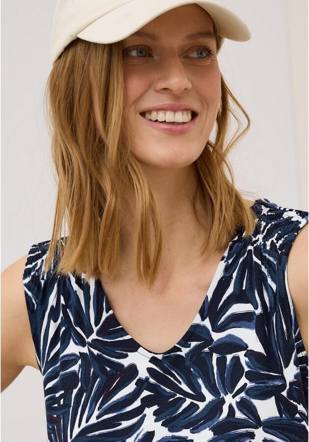 Cecil Jerseyjurk Zomerjurk met ruches op de schouders en grafisch patroon