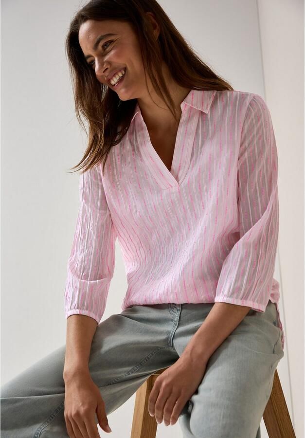 Cecil Overhemdblouse met structuurdetail-strepen - Foto 3