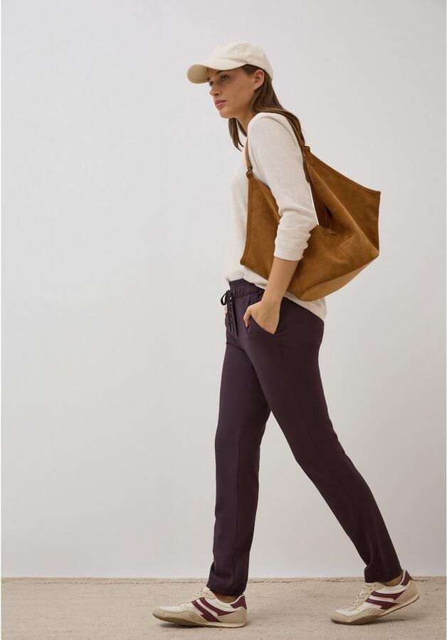 Cecil Stoffen broek Stijl Tracey met elastische band en rijgkoord