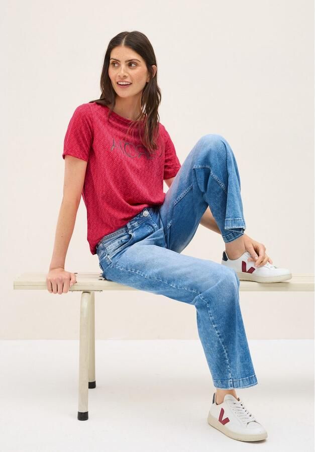 Cecil T-shirt in burnout-look met opschrift - Foto 4