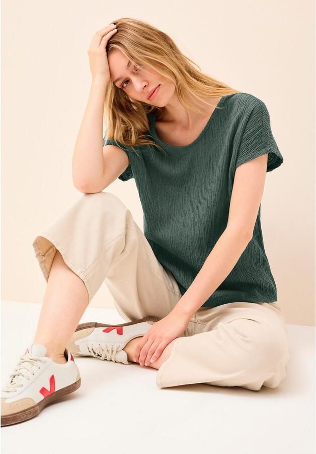 Cecil T-shirt in gesmokte structuur