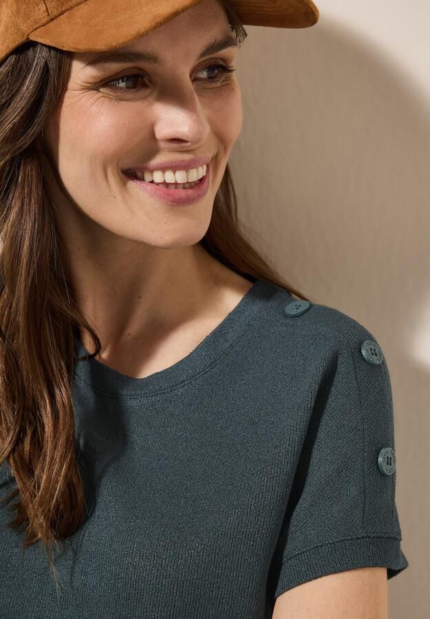 Cecil T-shirt in structuur-look en met knoopdetails - Foto 5