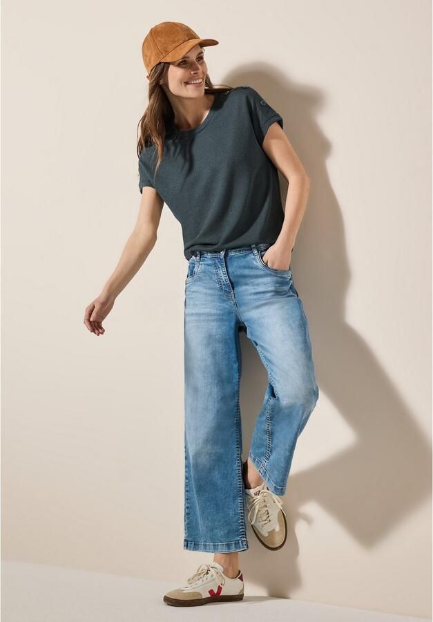 Cecil T-shirt in structuur-look en met knoopdetails - Foto 3