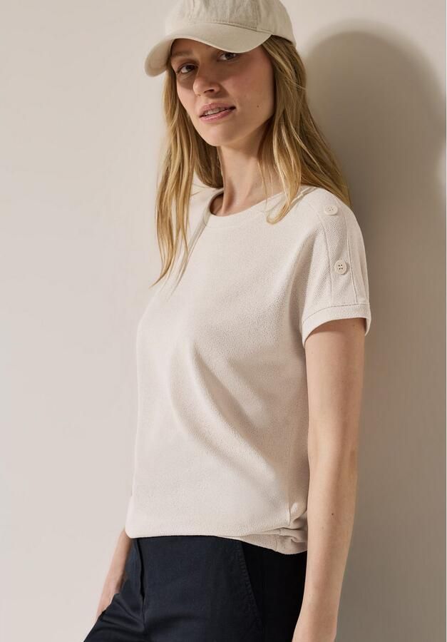 Cecil T-shirt in structuur-look en met knoopdetails - Foto 3