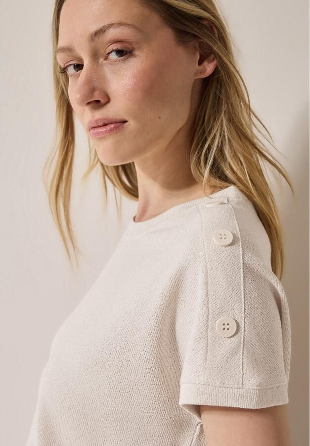 Cecil T-shirt in structuur-look en met knoopdetails - Foto 5