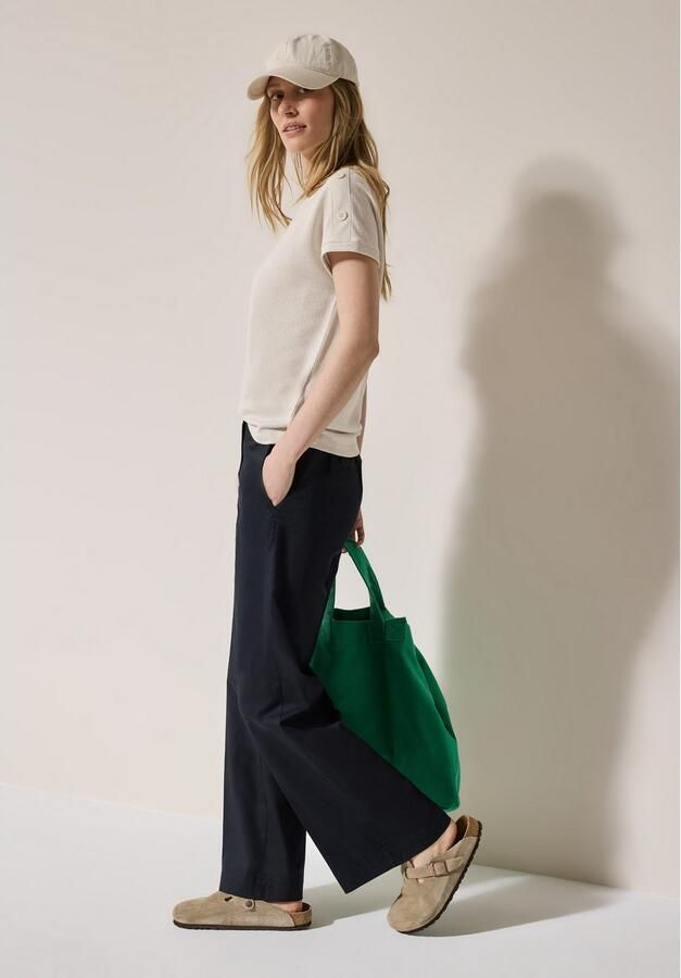 Cecil T-shirt in structuur-look en met knoopdetails - Foto 6