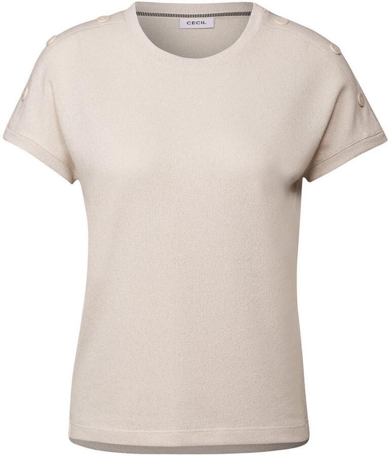 Cecil T-shirt in structuur-look en met knoopdetails