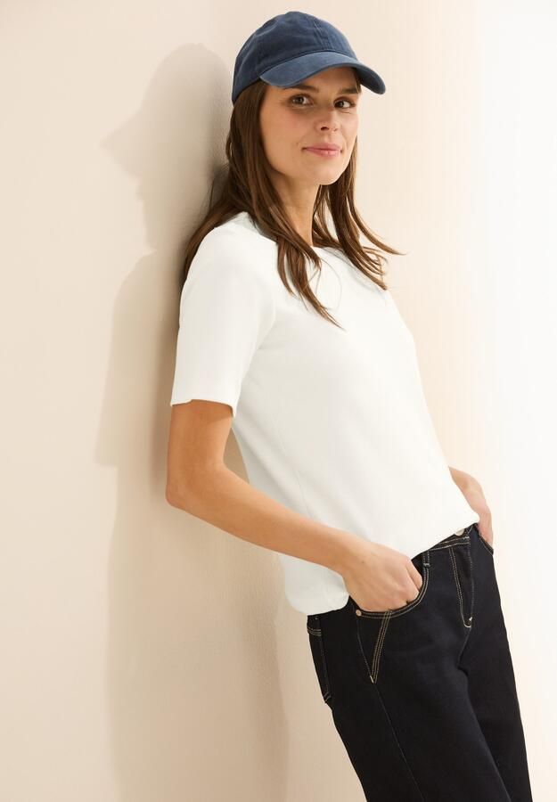 Cecil T-shirt met fijne ribstructuur - Foto 6