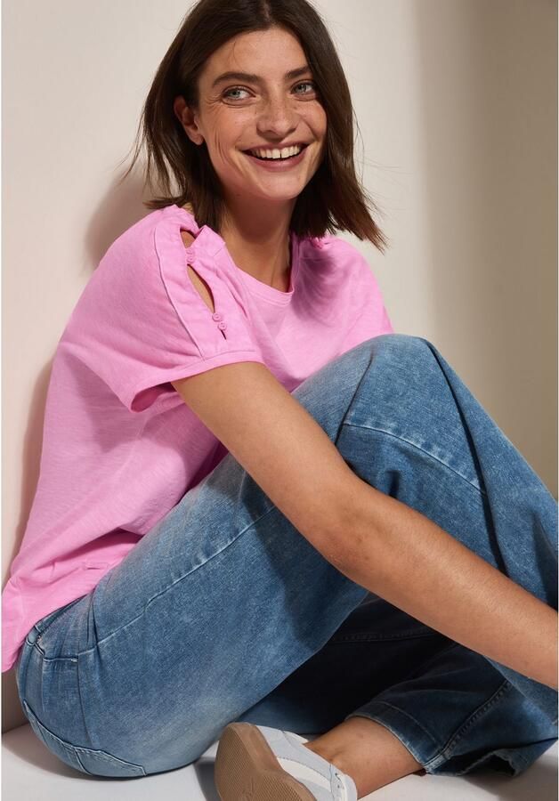 Cecil T-shirt met knoopdetails op de schouder - Foto 2