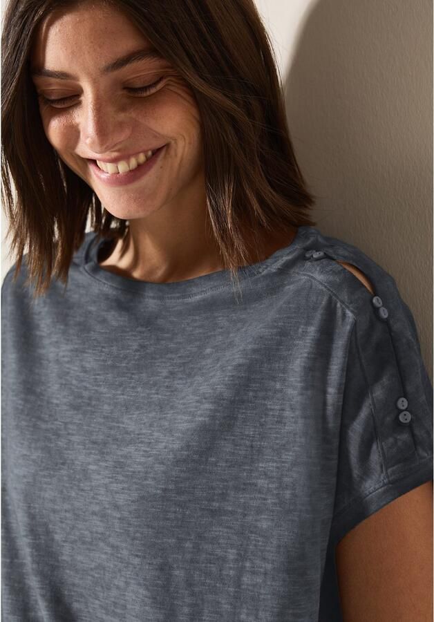 Cecil T-shirt met knoopdetails op de schouder - Foto 2