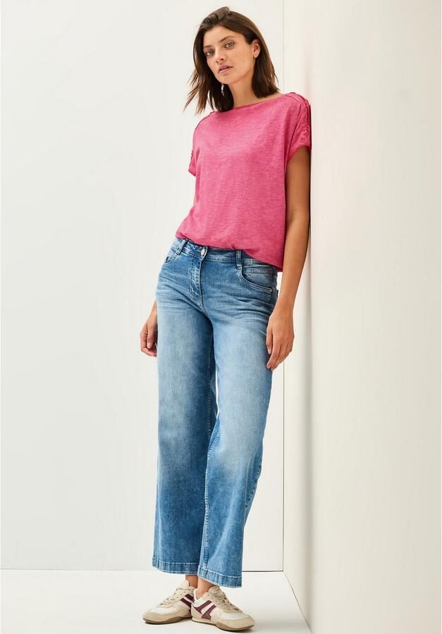 Cecil T-shirt met knoopdetails op de schouder - Foto 5