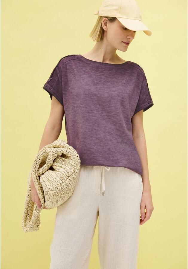 Cecil T-shirt met knoopdetails op de schouder - Foto 2