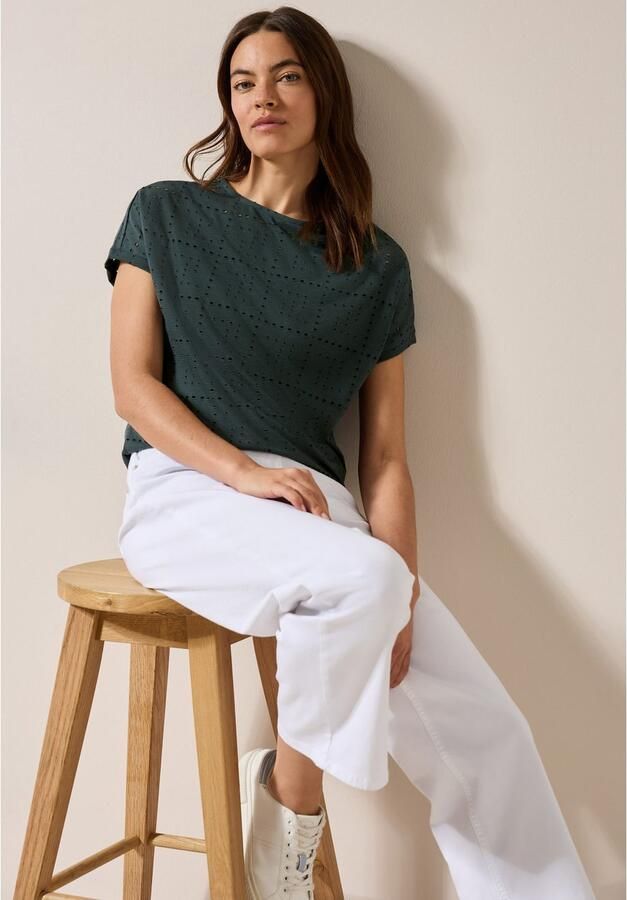 Cecil T-shirt met perforatiemotief - Foto 3