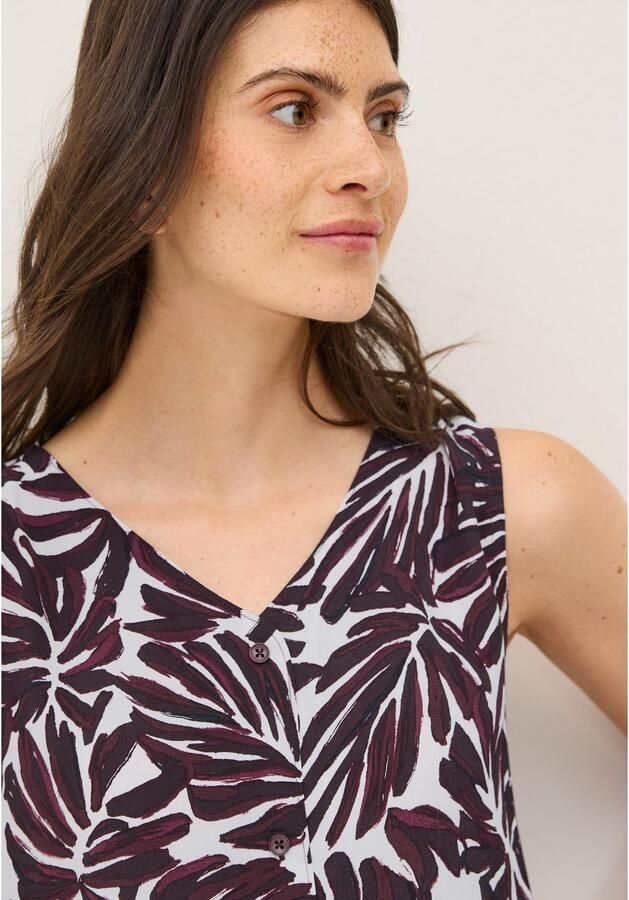 Cecil Top mouwloos met v-hals en grafisch patroon