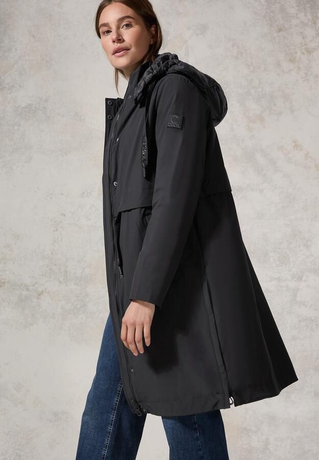 Cecil 2-in-1 Trenchcoat met Afneembare Capuchon Black Dames - Foto 8