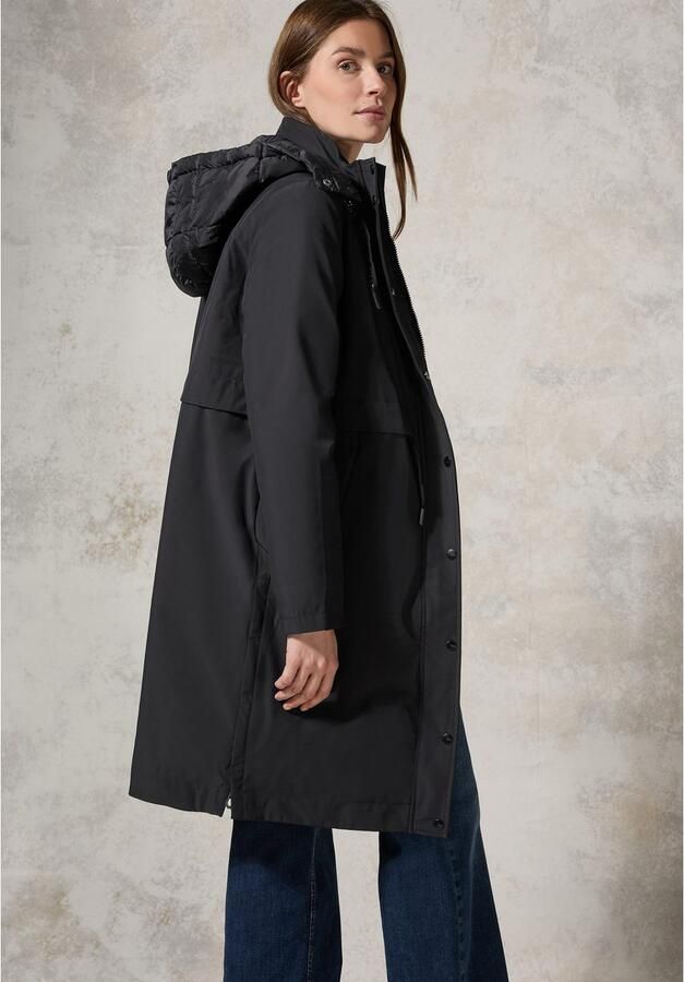 Cecil 2-in-1 Trenchcoat met Afneembare Capuchon Black Dames - Foto 2