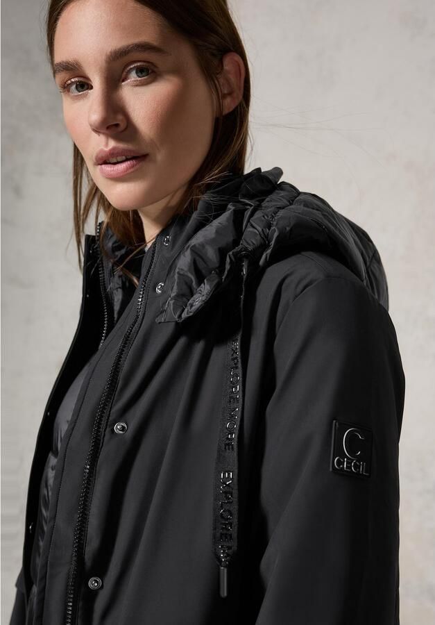 Cecil 2-in-1 Trenchcoat met Afneembare Capuchon Black Dames - Foto 3