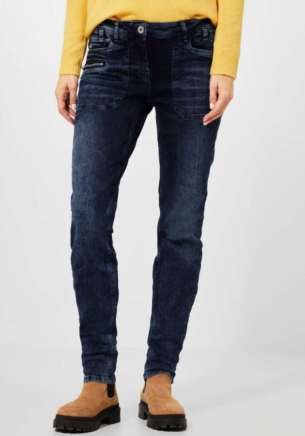 Cecil Slim fit jeans Stijl Toronto met ritsdetail