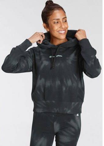 Champion Tie-Dye Print Cropped Hoodie Gray Dames