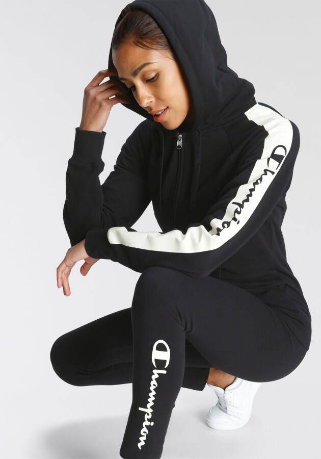 Champion Aansluitende hoodie en taps toelopende broek set Black Dames