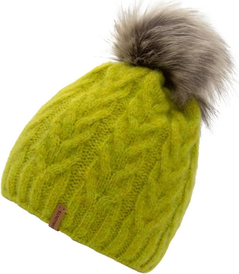 Chillouts Pomponmuts Flora Hat met afneembare kunstbont pompon vervaardigd in europa